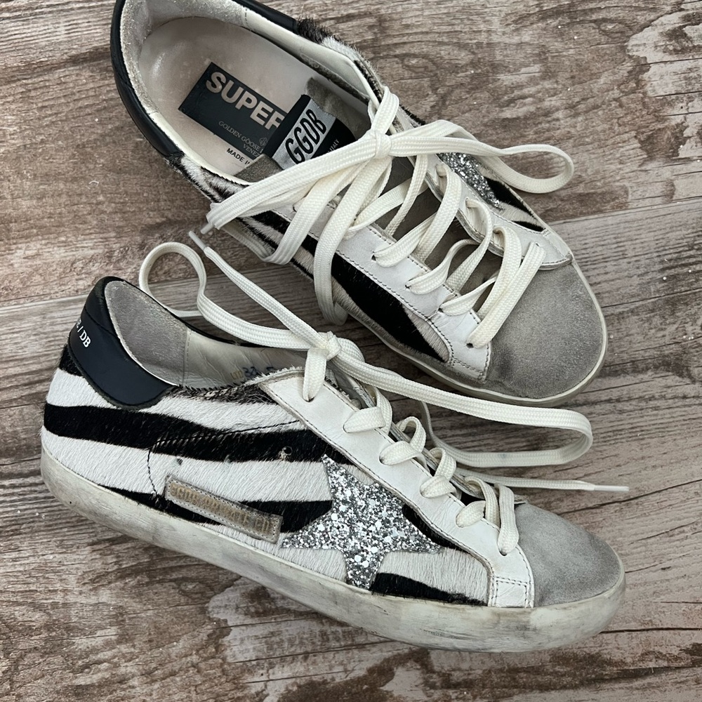 Golden Goose Superstar Zebra Haircalf Low-Top Sneakers EXCLUSIVE